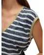 T-shirt col V Femme VMBALDO STRIPE S/L V-NECK TOP JRS B Blanc/Bleu Marine
