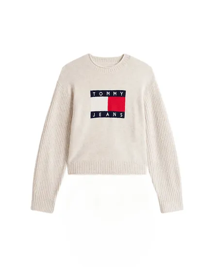Pull col rond Femme MELANGE FLAG SWEATER RIB EXT Écru