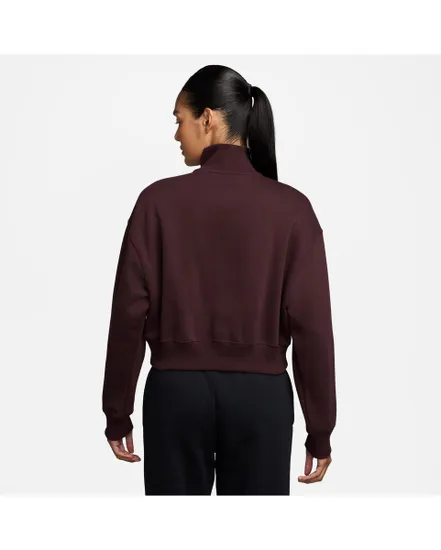 Pull zip Femme W NSW PHNX FLC QZ CROP Bordeaux