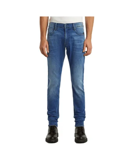 Jean Homme REVEND SKINNY Bleu Moyen Medium Indigo Aged
