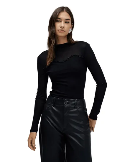 Top manches longues Femme LONGSLEEVE WITH TRANSPARENCY Noir