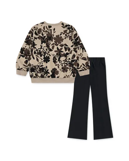 Ensemble de survetement Fille NKG FLORAL CAMO CREW LEGGING S Beige