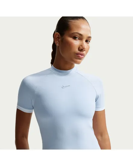 T-shirt Femme W NK SS FITTED TOP GLS Bleu