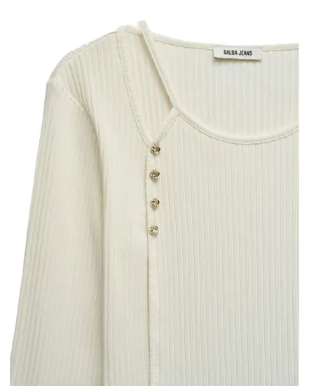 Pull Col Rond Homme Salsa Maille Côtelée Boutons Brillants