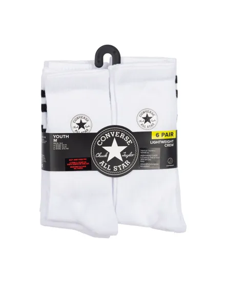 Lot de 6 paires de chaussettes Enfant CHN CHUCKPATCH COTTON 6PK CREW Blanc