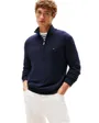 Pull col zippé Homme ESSENTIAL COTTON ZIP MOCK Bleu Marine