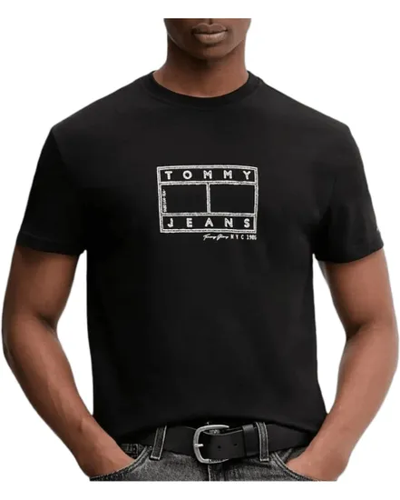 T-shirt col rond Homme REG CENTER FLAG Noir