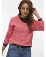 Pull Femme VMCREWLEFILE LS V-NECK BLOUSE NOOS Rose