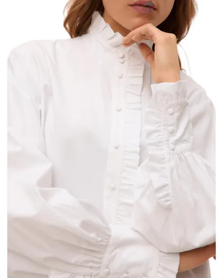 Chemisier Femme VMFANNI LS RUFFEL TOP WVN GA Blanc