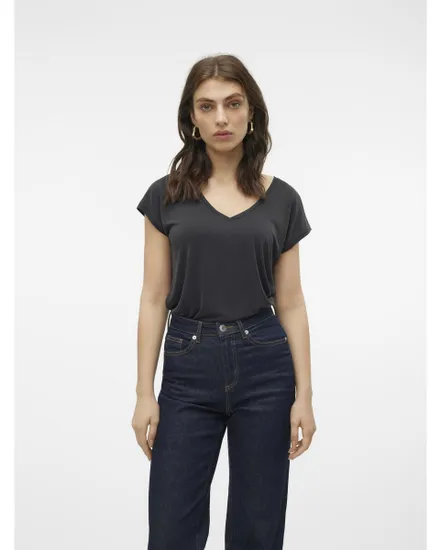 T-shirt Femme VMFILLI SS V-NECK TEE NOOS Noir