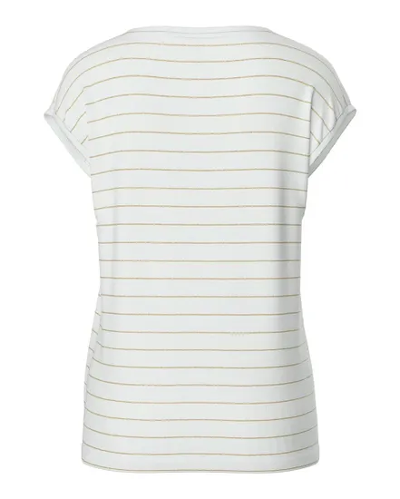T-shirt manches courtes Femme PCBILLO TEE LUREX STRIPES JRS NOOS BC Blanc