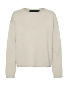 Pull Femme VMSABA ROLL LS O-NECK PULLOVER GA NOOS Beige