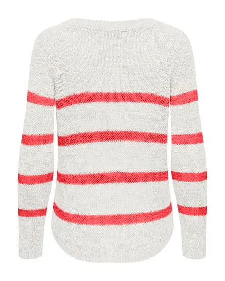 Pull en maille manches longues Femme ONLGEENA XO L/S PULLOVER KNT NOOS Blanc
