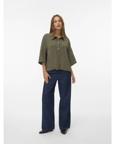 Chemise Femme VMICELYN 3/4 SHIRT WVN BTQ Vert