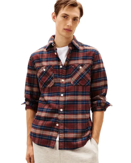 Chemise Homme FLANNEL TARTAN POCKET RF SHIRT Bordeaux