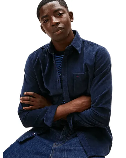 Chemise Homme REG BABY CORD SHIRT EXT Bleu Marine