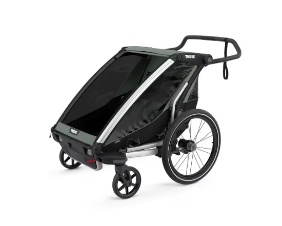 Remorque pour enfant 2 places CHARIOT LITE Aluminium/Vert Agave