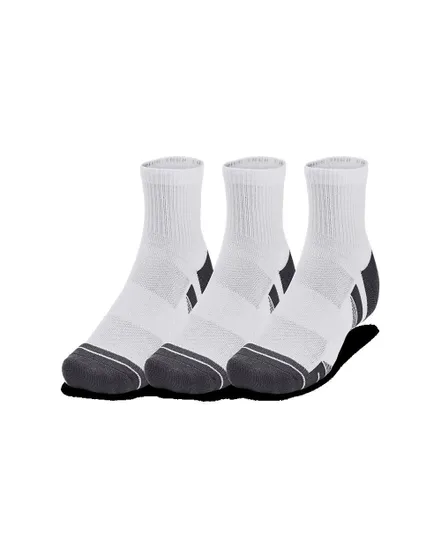 Lot de 3 paires de Socquettes Unisexe UA PERFORMANCE TECH 3PK QTR Blanc