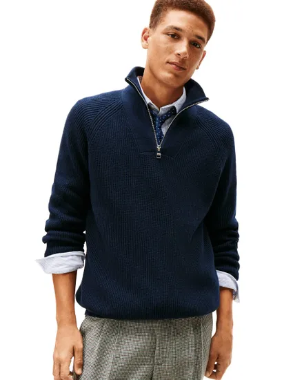 Pull Homme Fisherman Rib Zip Mock