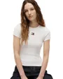T-shirt col rond Femme SLIM BADGE RIB TEE Écru
