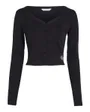 Cardigan Femme WOVEN LABEL RIB LS C Noir