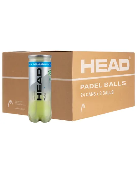 Lot de 3 balles de tennis HEAD PADEL PRO + – 6 DZ Jaune