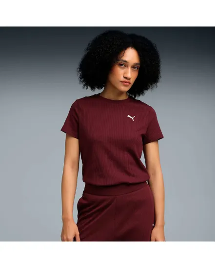 T-shirt Femme ESS ELEVATED RIB TEE Bordeaux