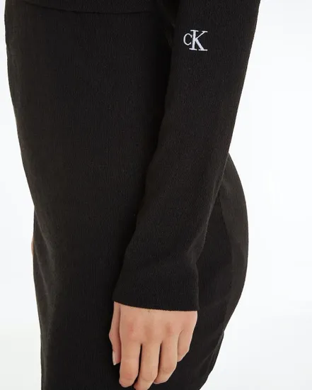 Robe Femme FRONT SPLIT WRAP LS B Noir