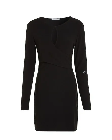 Robe Femme FRONT SPLIT WRAP LS B Noir