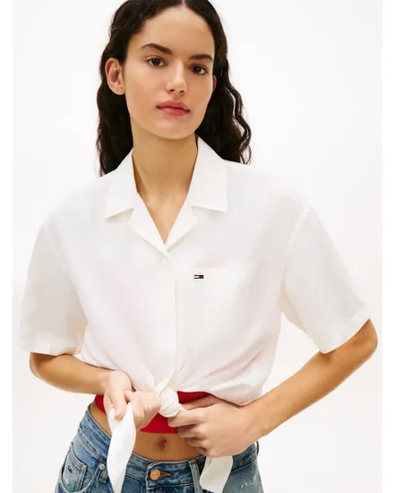 Chemise Femme TJW TIE FRONT LINEN SHIRT Blanc
