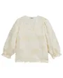 Blouse Femme Broderie 3D Relief Blanc Crème