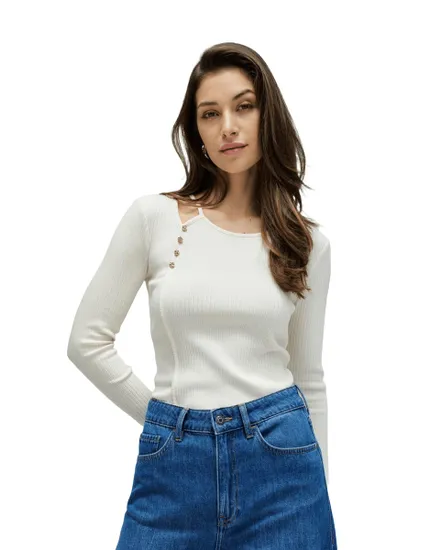 Pull Col Rond Homme Salsa Maille Côtelée Boutons Brillants