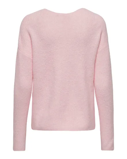 Pull en maille manches longues Femme ONLCAMILLA V-NECK L/S PULLOVER KNT NOOS Ros