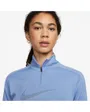 Haut zip manches longues Femme W NK DF SWOOSH HBR HZ PACER Bleu