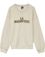 Sweat col rond Femme VMCLORA L/S O-NECK SWEAT JRS LCS GA Beige