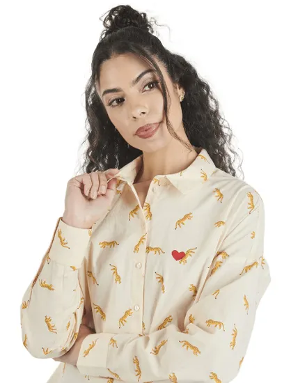 Chemise Femme PCJANNE LS Loose AOP