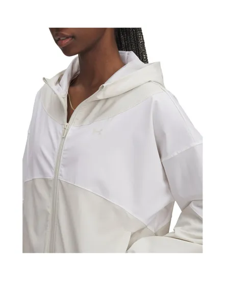 Veste zip à capuche Femme UA RIVAL WOVEN JKT HD Blanc