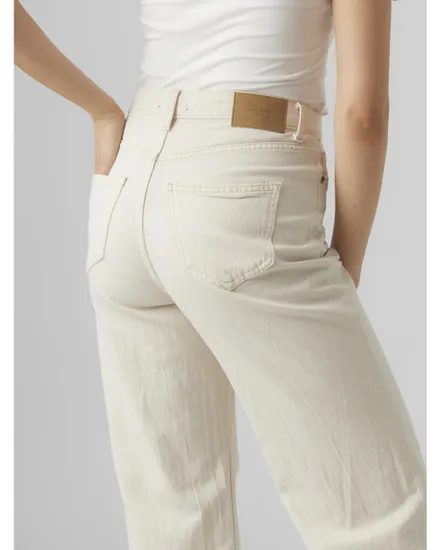 Jean Femme VMTESSA HR WIDE JEANS ECRU GA Beige