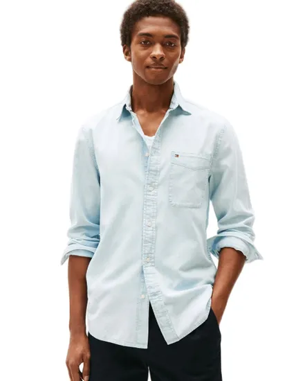 Chemise Homme CHAMBRAY POCKET RF BD SHIRT Bleu Clair