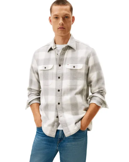 Surchemise Homme FLANNEL CHECK SHIRT JACKET Gris Chiné