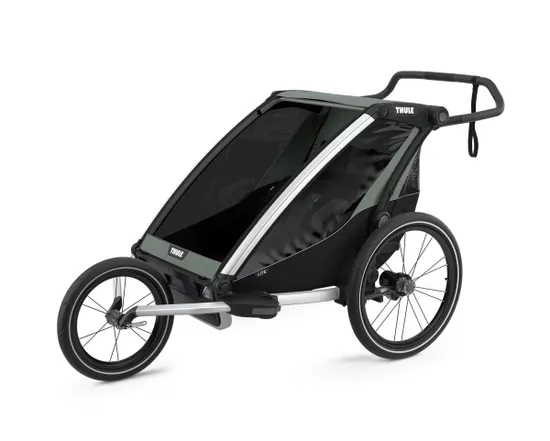 Remorque pour enfant 2 places CHARIOT LITE Aluminium/Vert Agave