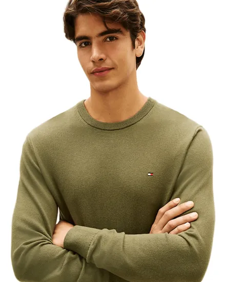 Pull col rond Homme PIMA ORG CTN CASHMERE CREW NECK Vert Chiné