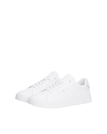 Chaussures Homme TH COURT LTH DETAIL ESS Blanc/Bleu Marine