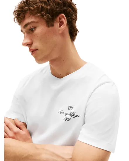 T-shirt col rond Homme OUTLINE FLAG SCRIPT Blanc