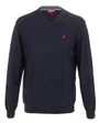 PULL HOMME COL V COTON et LAINE Bleu