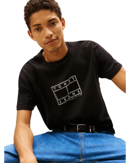 T-shirt col rond Homme REG CENTER FLAG Noir