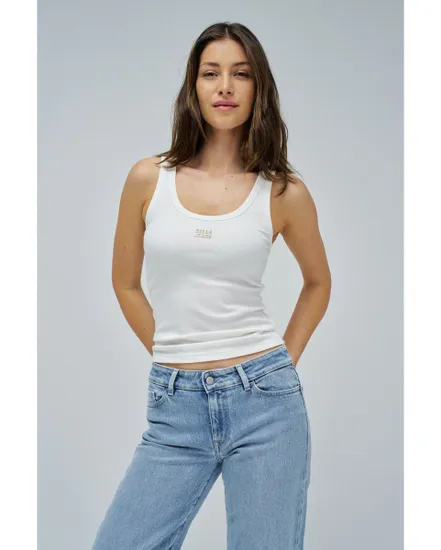 Débardeur Femme TANK TOP WITH EMBROIDERED BRANDING Blanc