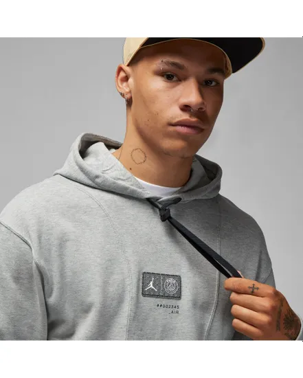 Sweatshirt à capuche manches longues Homme M J PSG FLC PO Gris