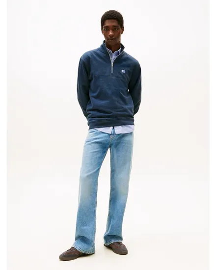 Pull col zippé Homme REG BADGE QZ EXT Bleu Marine