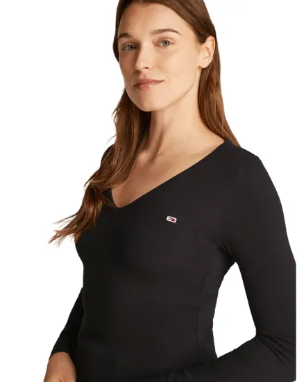 T-Shirt Manches Longues Femme Slim Essential Rib V Ls